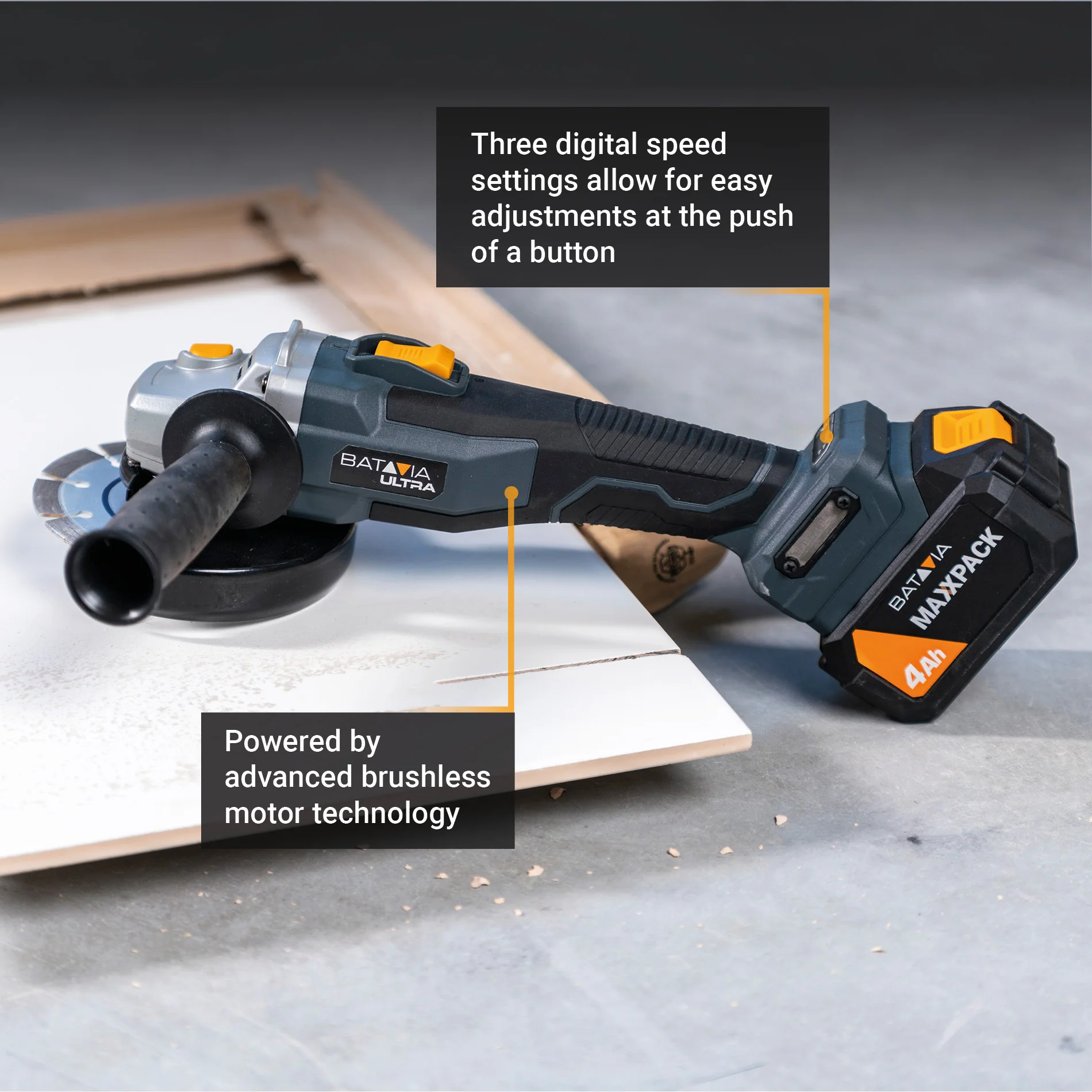 18V Cordless Brushless Angle Grinder 125mm - Image 3