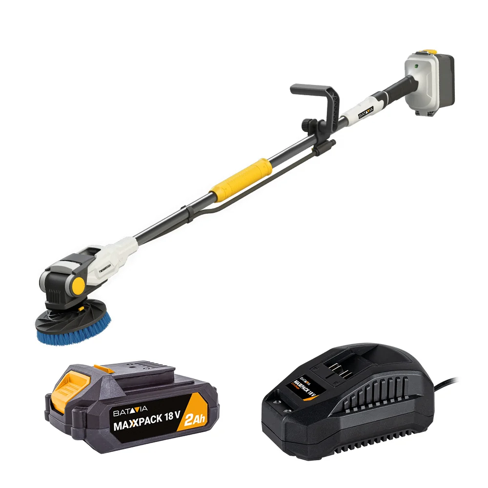 18V Twin Brush - Cordless Brushless Power Scrubber - Incl. 2.0Ah Battery & Charger