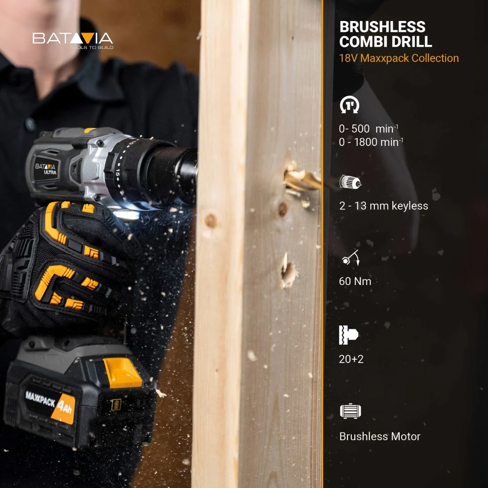 18V Cordless Brushless Combi Drill 60 Nm - Image 6