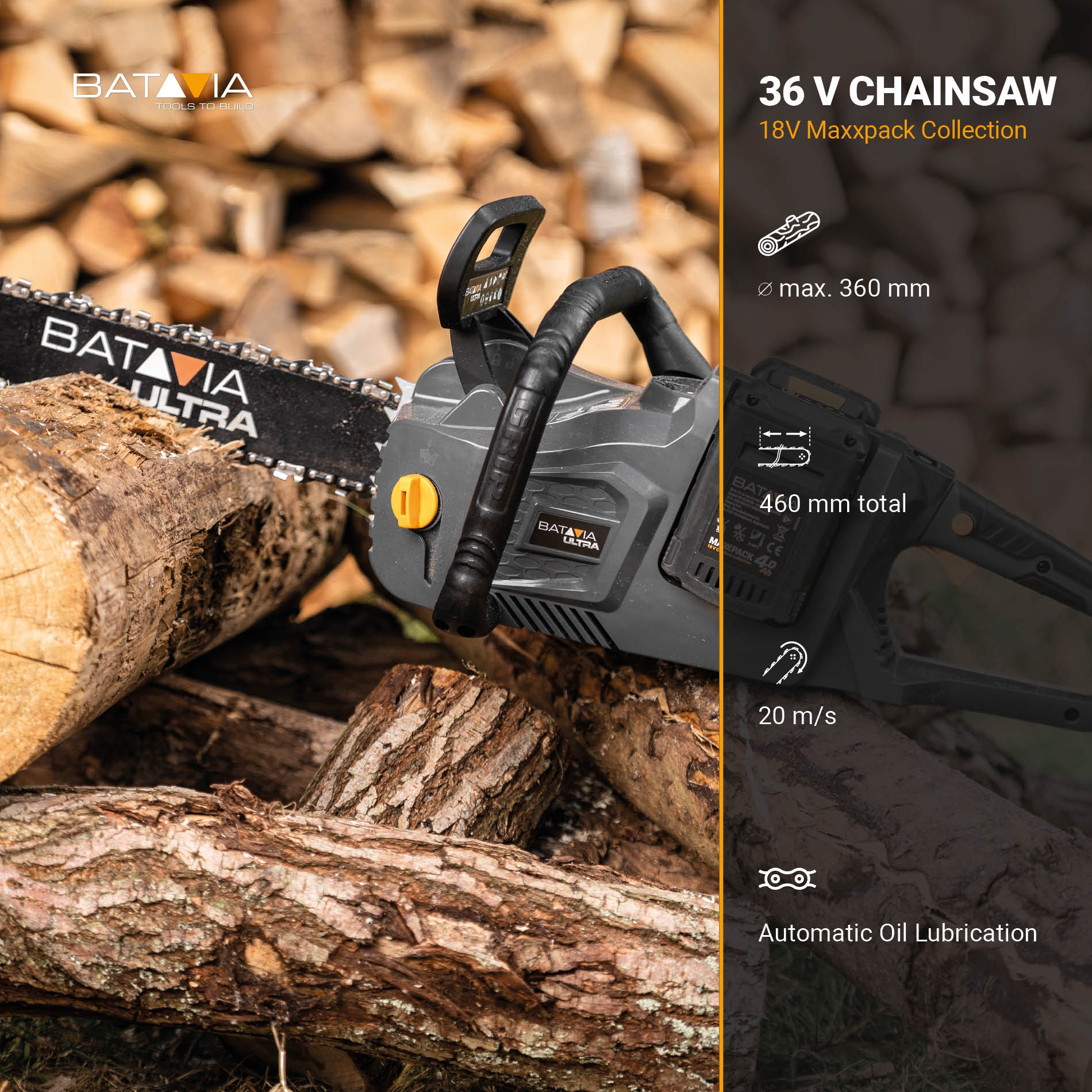 36V (2 x 18V) Brushless Chainsaw 18'' - Image 6