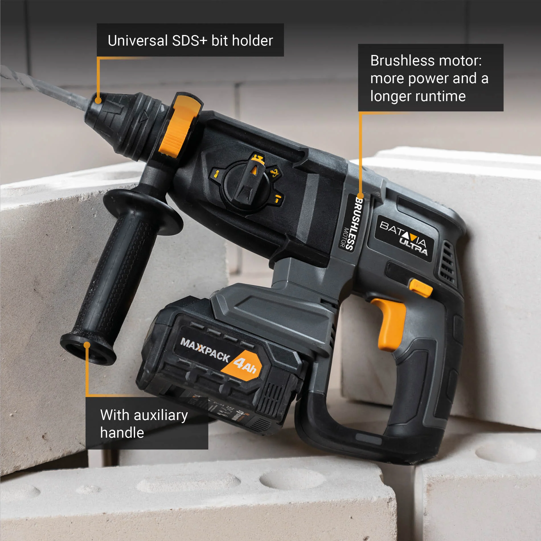18V Cordless Brushless Rotary Hammer SDS+ - Image 6