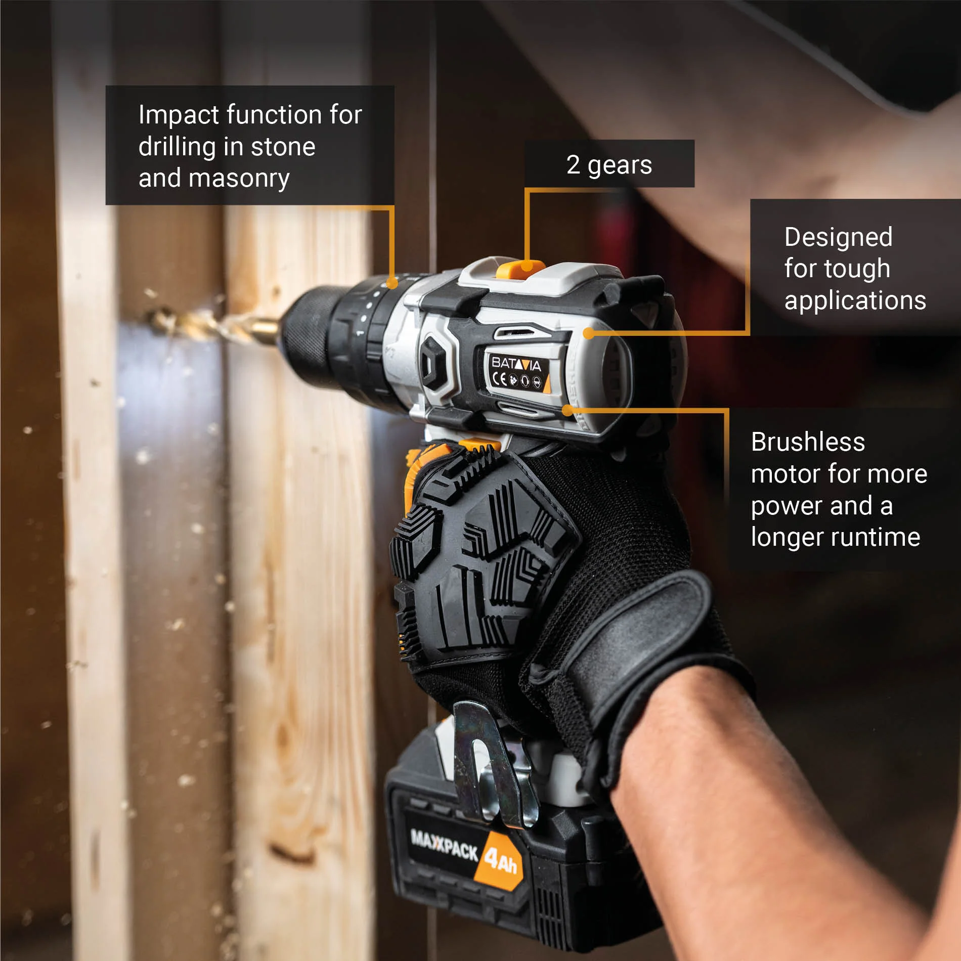 18V Cordless Combi Drill 50Nm - Incl. 2.0Ah Battery and Charger - Image 3