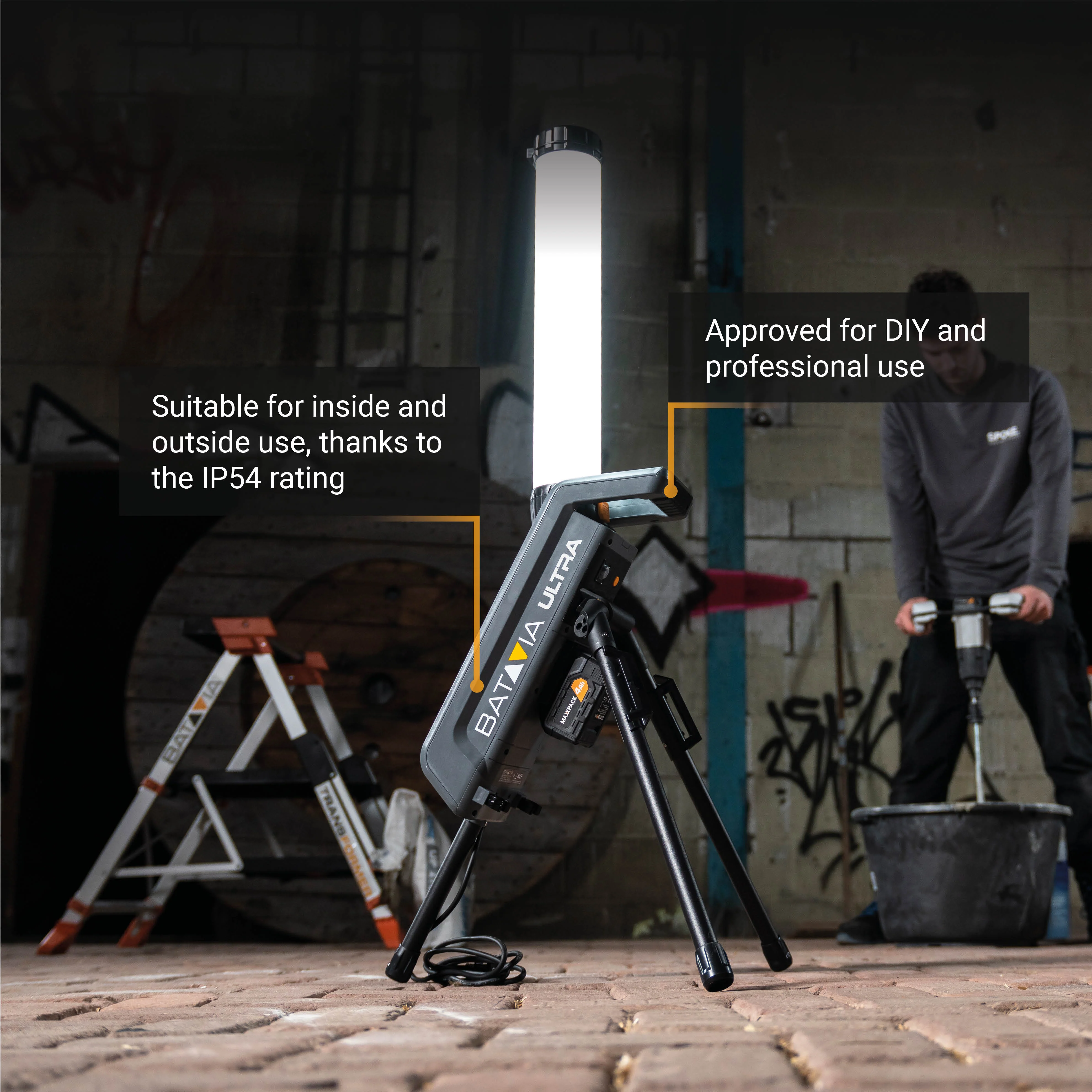 18V Hybrid LED Work Light 360° - Incl. 2.0Ah Battery and Charger - Image 4