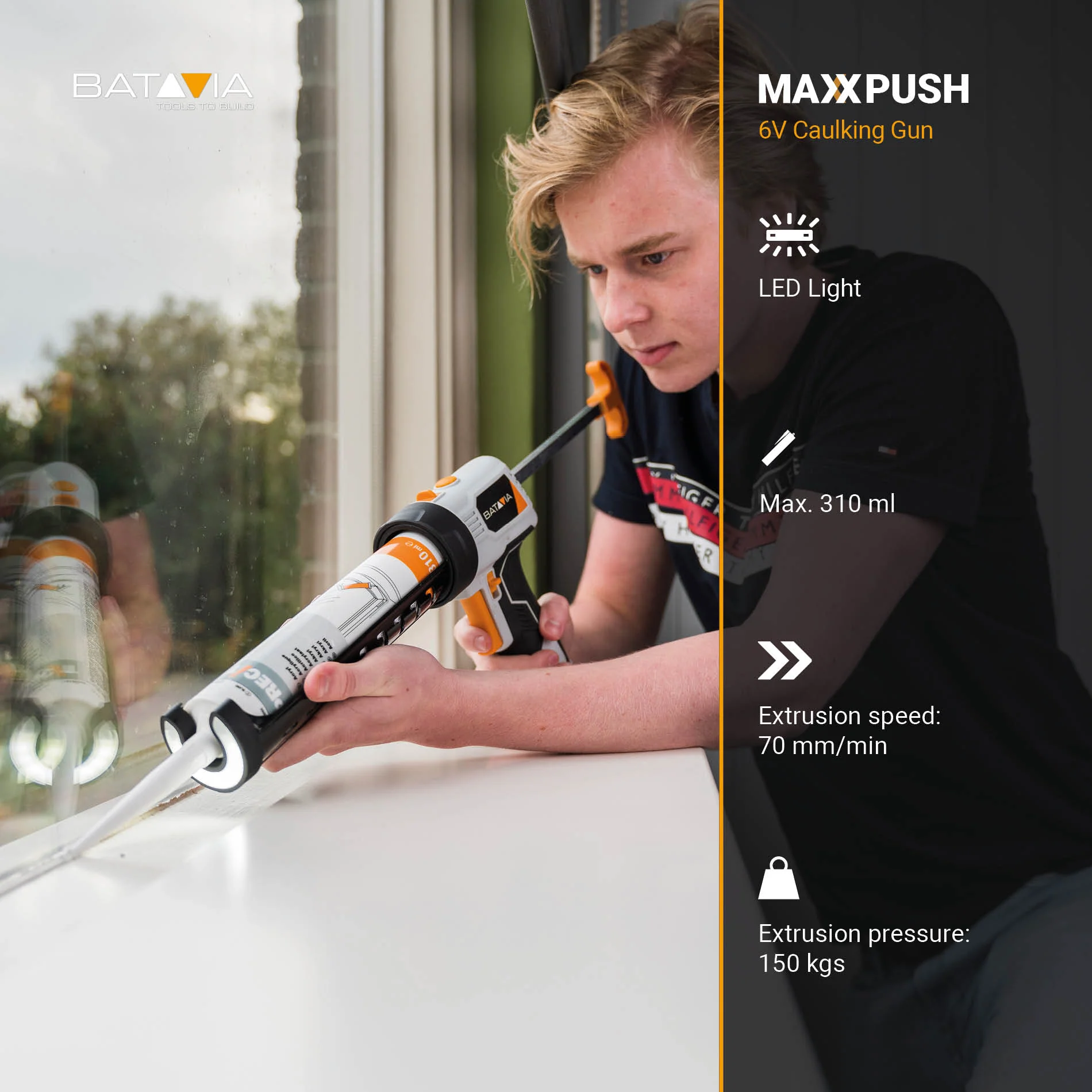 Maxxpush 6V Caulking Gun with LED Work Light - Image 9