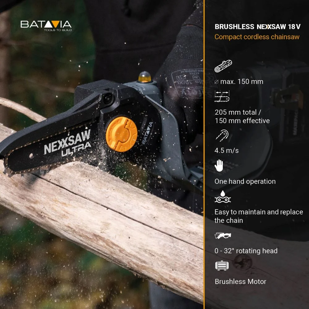 18V Nexxsaw Cordless Brushless One-Hand Chainsaw V3 Ultra 7'' - Image 8