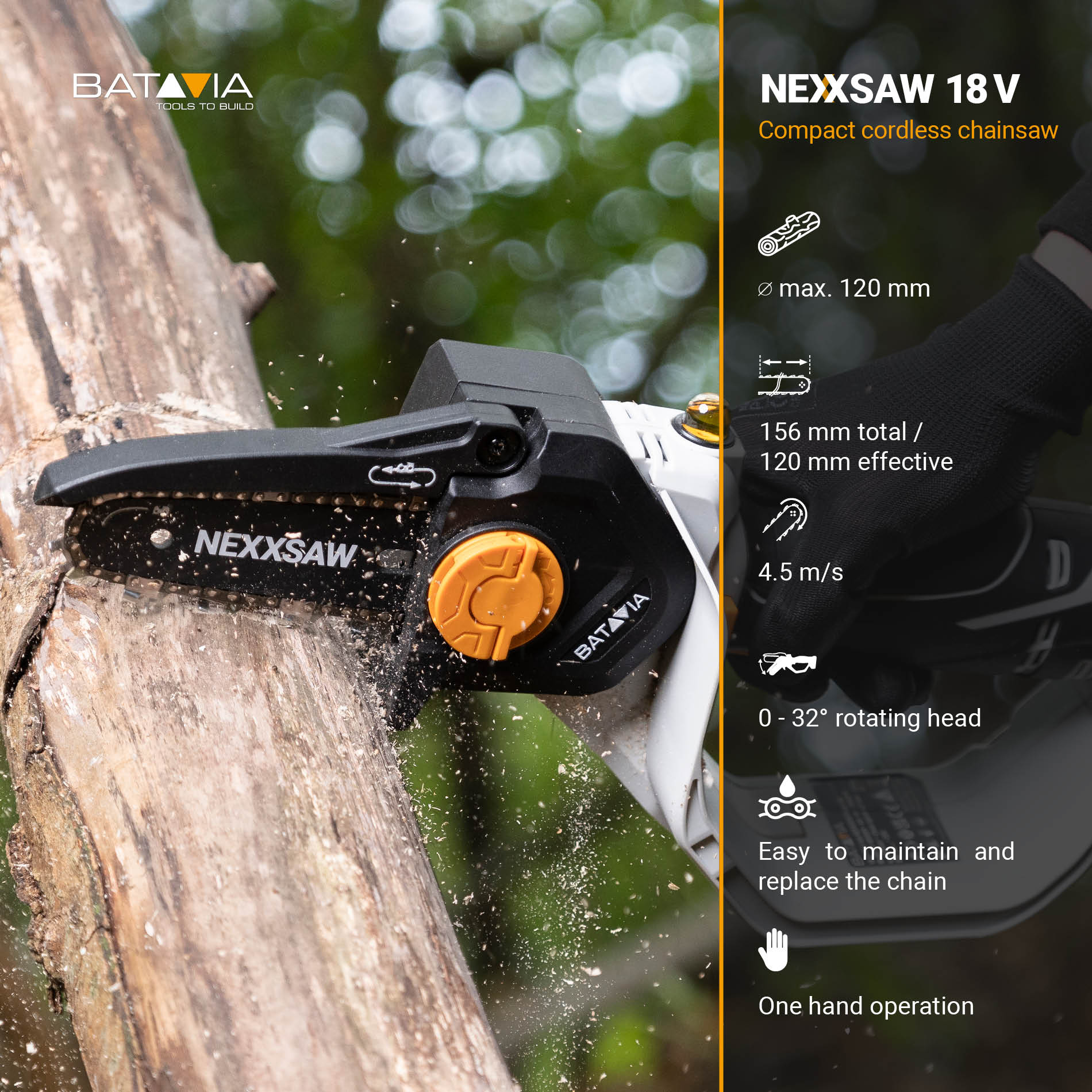 18V Nexxsaw Cordless One-Hand Chainsaw 6'' V3 - Image 7