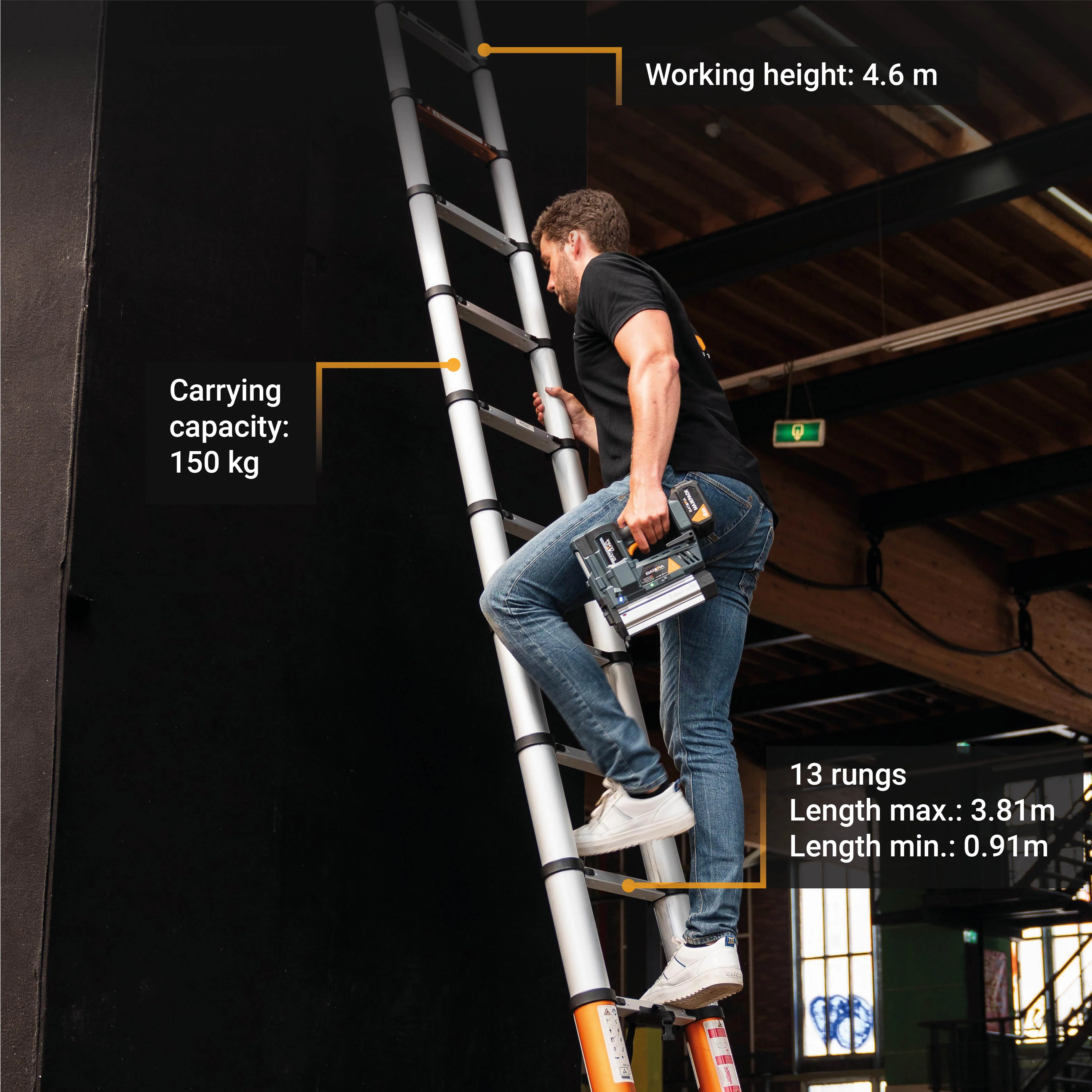 Telescopic Ladder 3.81m - Image 3