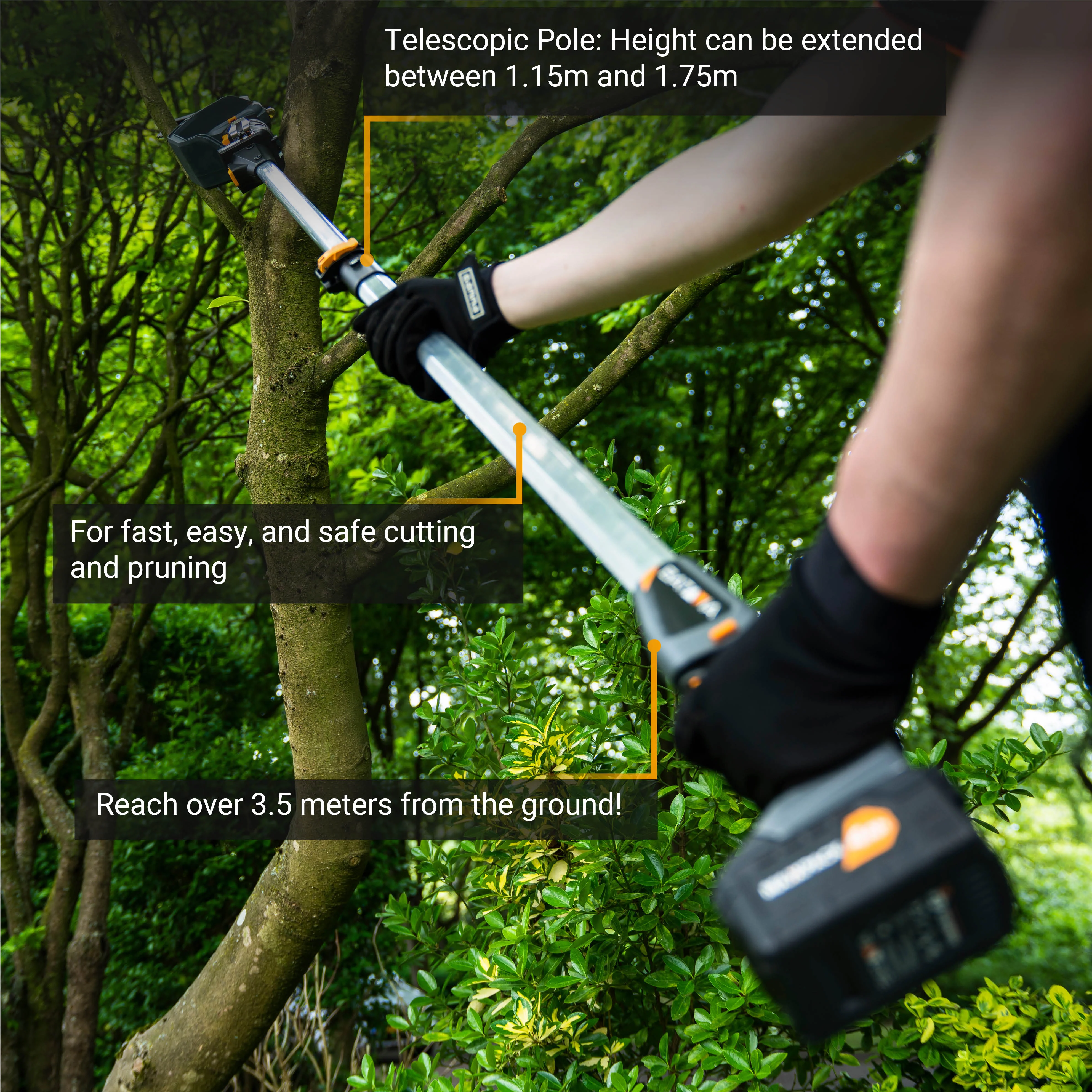 18V Telescopic Pole 1.15 – 1.75m - for 18V Nexxsaw & 18V Nexxcut - Image 4